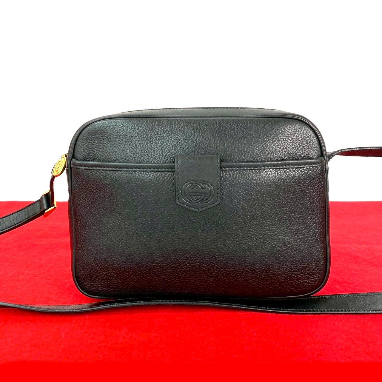 極 美品 希少品 GUCCI グッチ オールドグッチ GG ロゴ 金具 レザー 本 