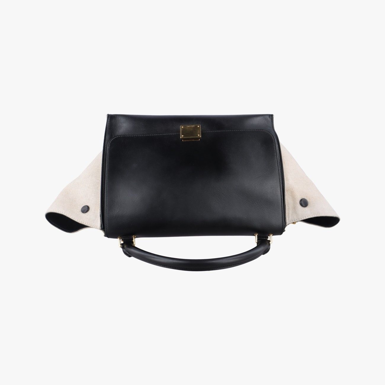 セリーヌCelineトラペーズミディアムホワイト×ブラックレザー×キャンバスS-CU-1121