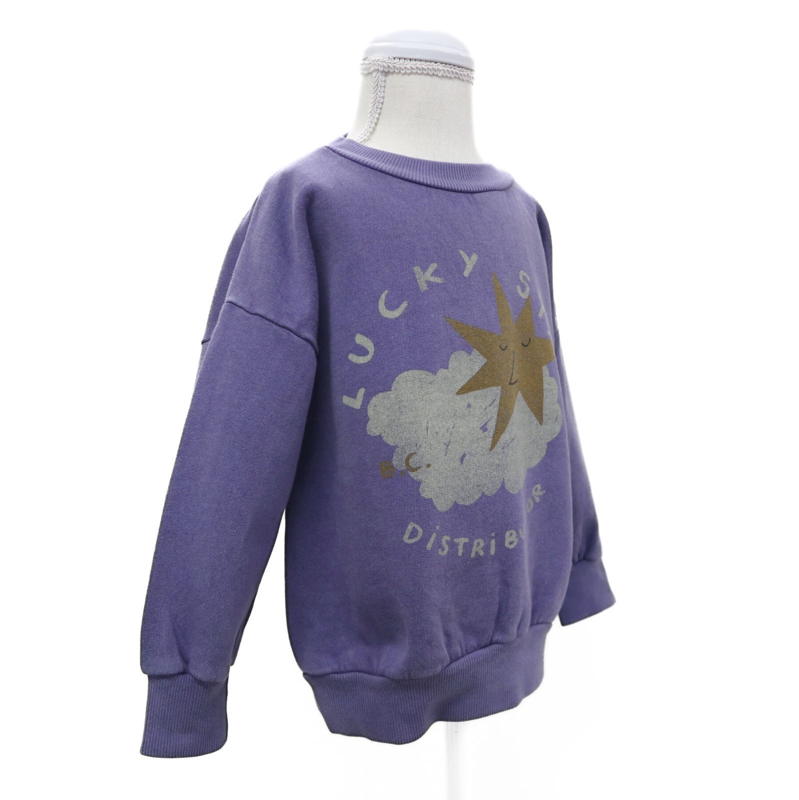 ☆BOBO CHOSES☆ 　ボボショーズ　LUCKY STARのプリント　雲と星　パープル　スウェットシャツ　トレーナー　オーガニックコットン　 98cm