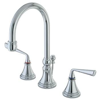 キングストン真鍮ks298?ZLシルバーセージ広範囲洗面所の蛇口真鍮ポップアップで 8-Inch Adjustable Center KS2981ZL 1