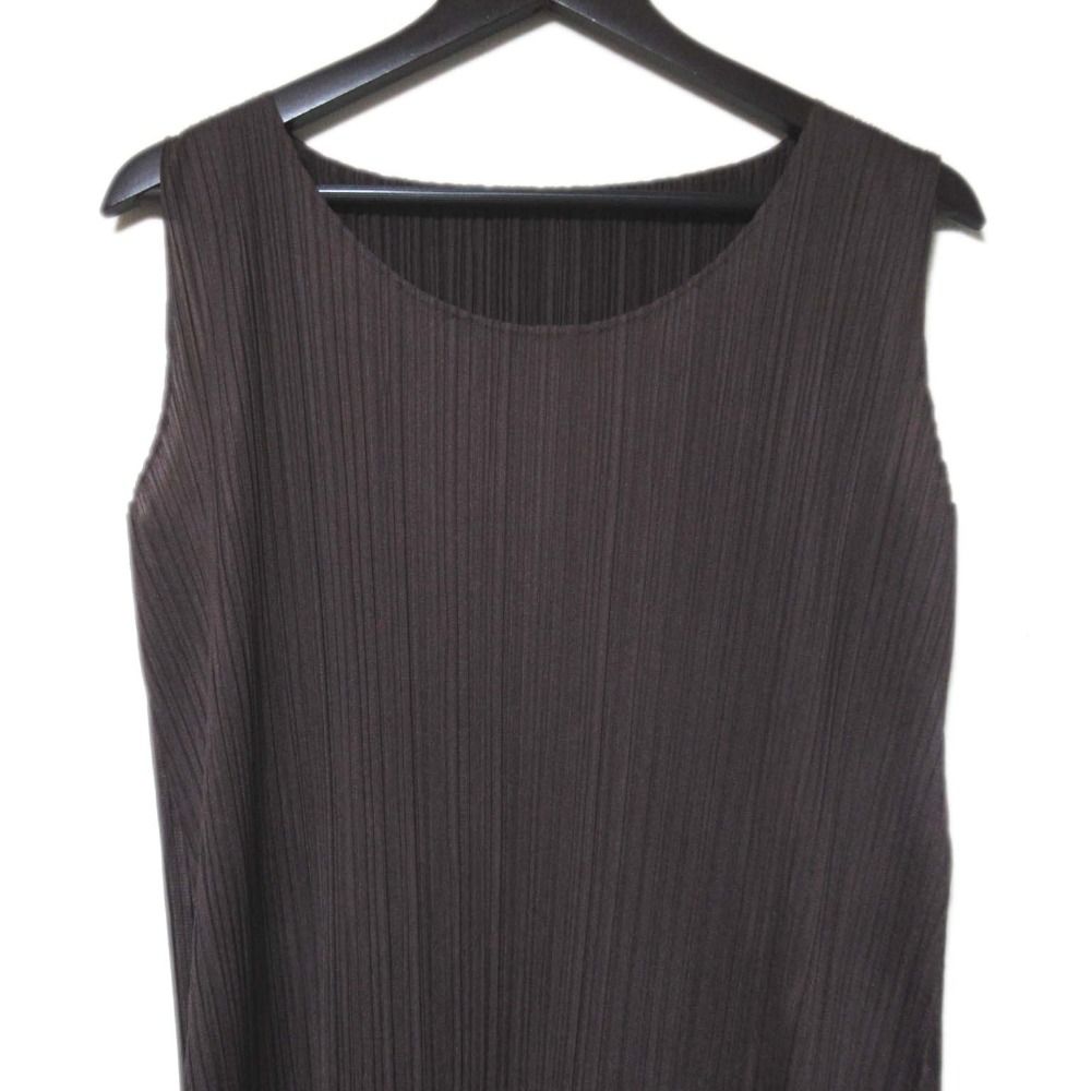 【美品】【Issey Miyake me】ノースリーブワンピース ダークブラウン 美品 PLEATS PLEASE ISSEY MIYAKE プリーツプリーズ イッセイ