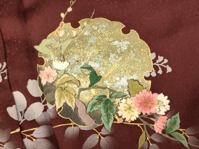 美品未着用 4点フルセット 雪輪草花文　暈し染め　金彩 正絹 訪問着 平和屋着物□訪問着 雪輪花鳥文 暈し染め 金彩 正絹 逸品