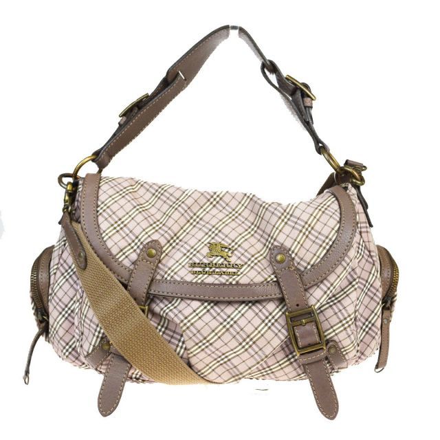 【中古】 バーバリー・ブルー・レーベル(Burberry Blue Label) 2WAY ノバチェック ナイロン，レザー ショルダーバッグ ピンク 03GC273