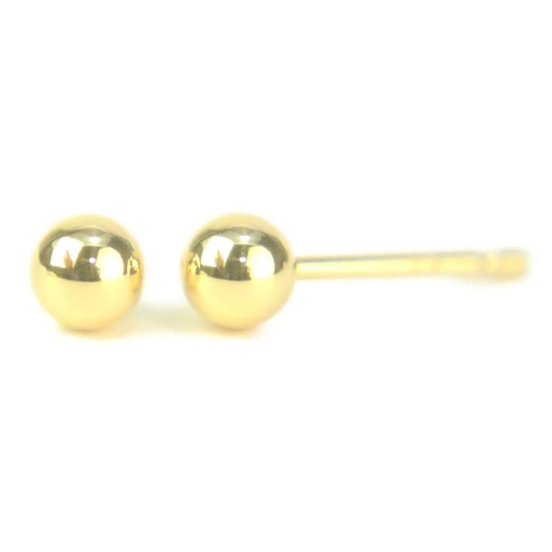 セカンドピアス 18金 軸太 K18イエローゴールド丸玉ピアス 4mm