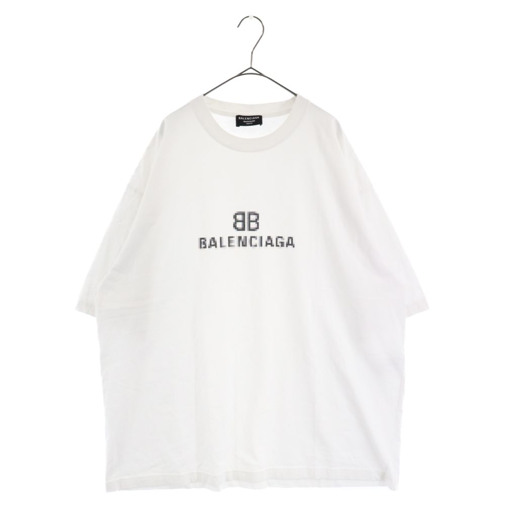 BALENCIAGA バレンシアガ 21AW ピクセルBBロゴプリント 半袖Tシャツ