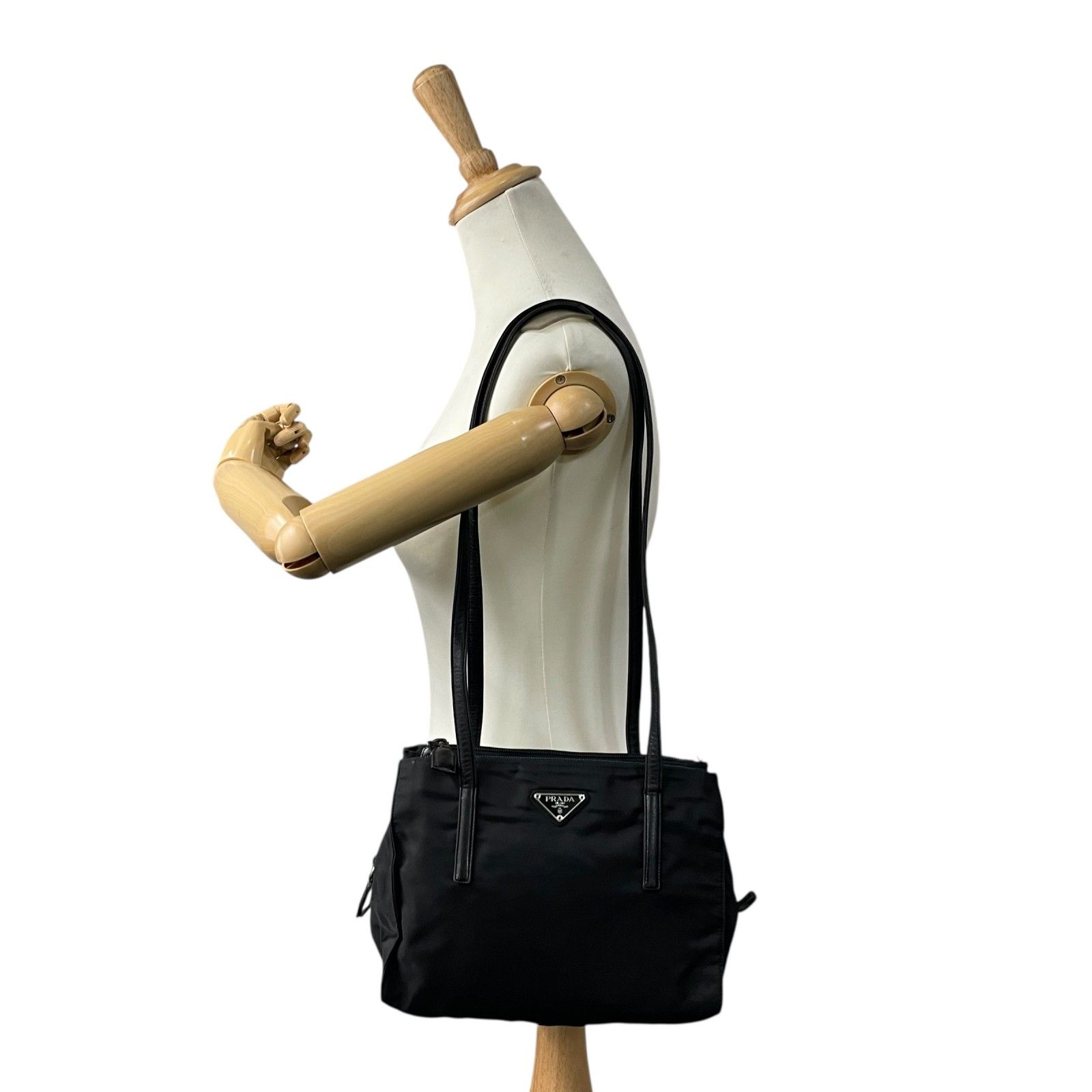 プラダ トートバッグ ショルダーバッグ 肩掛け 三角ロゴ ブラック