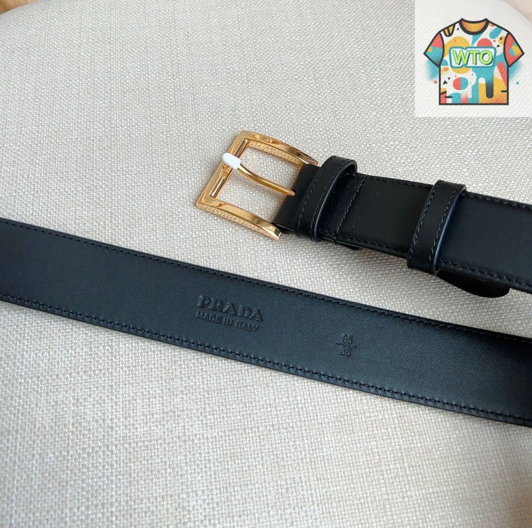 今日WTO】PRADA トライアングルロゴ ユニセックスベルト-1-PZ15