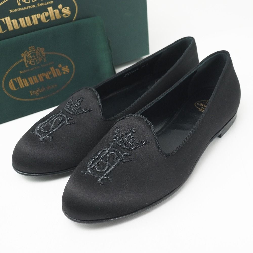 ♥品 CHURCH S チャーチ KALILA カリーラ スリッポン サイズ36.5 オペラシューズ サテン 靴 フラットシューズ パンプス イタリア製 20251009|RA6176