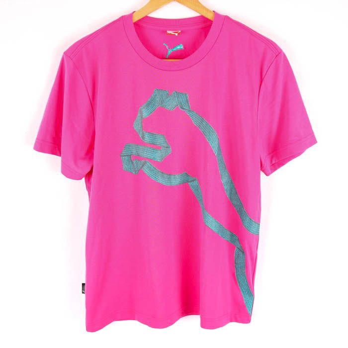 プーマ 半袖Ｔシャツ トップス ビッグロゴT スポーツウエア メンズ Lサイズ ピンク PUMA 【中古】