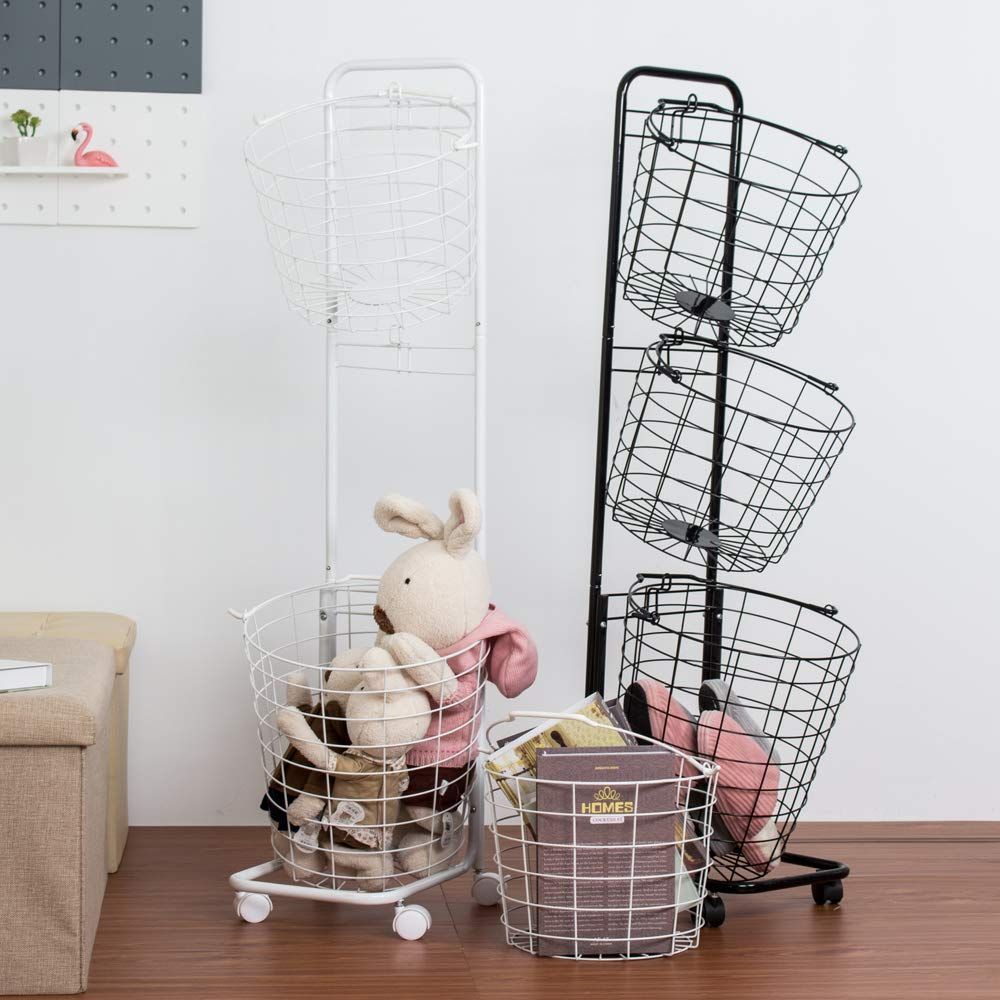 新着商品 ランドリー ボックス バスケットワゴン キャスター付き ワイヤー 持ち手 洗濯カゴ 脱衣かご ランドリーラック3段 取り外し 組立品 収納 収納グッズ 隙間収納 ブラック