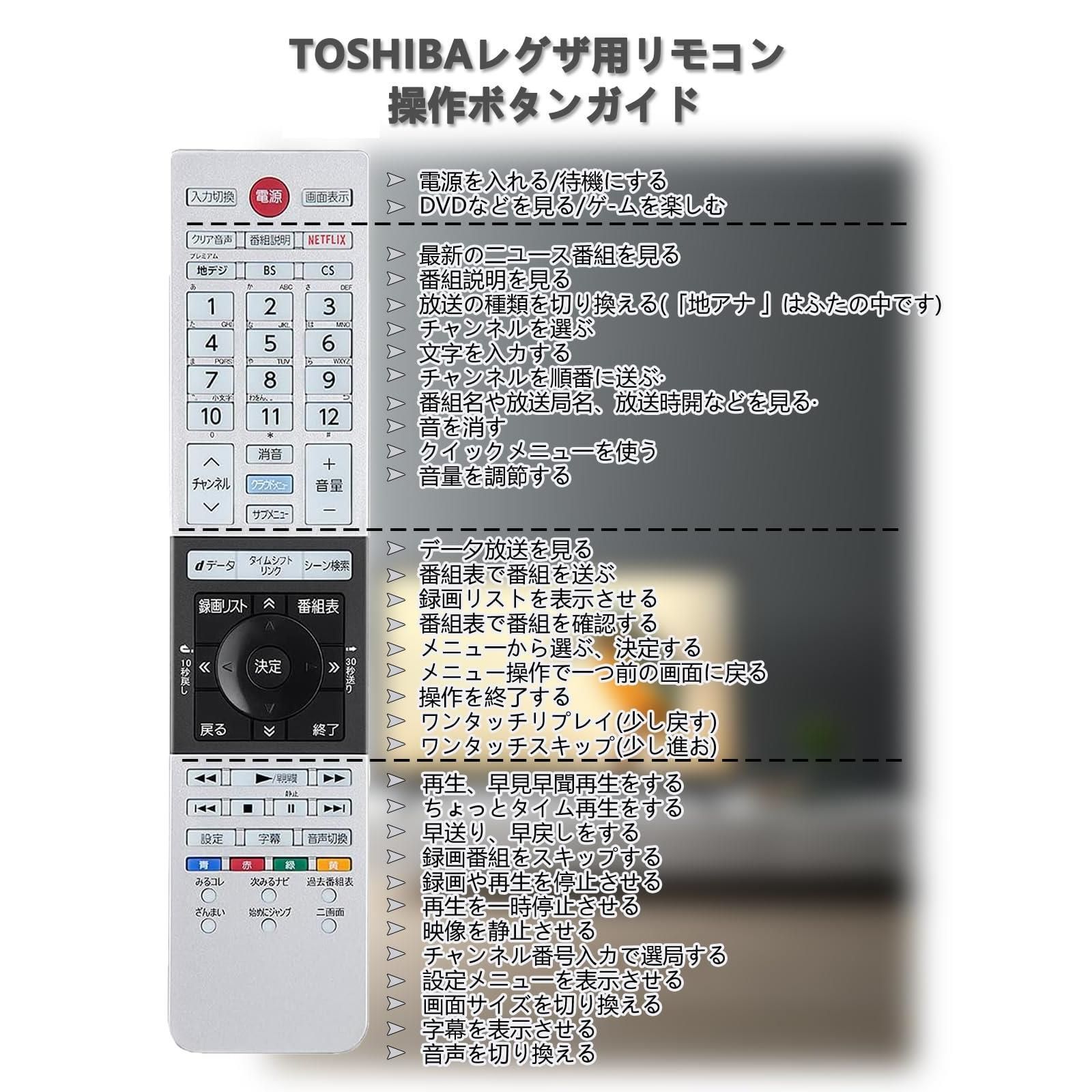 東芝テレビリモコン 東芝 レグザ リモコン 用 Toshiba レグザ リモコン 東芝レグザTV用リモコン REGZAリモコン CT-90478