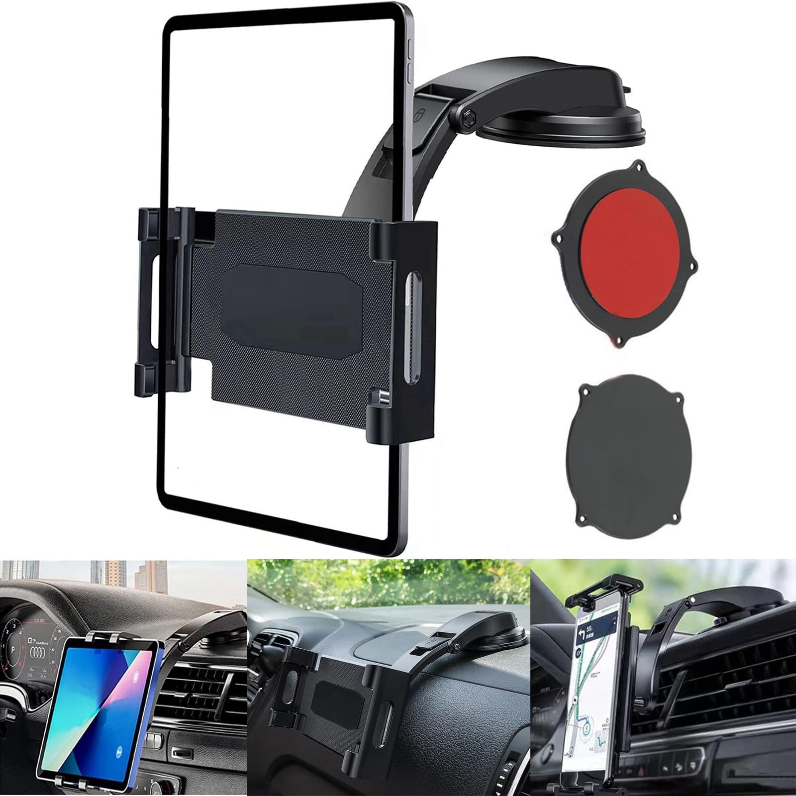【新着商品】タブレットホルダー 車載 【2025新登場】 スマホホルダー 車 吸盤式 ipadホルダー 超強力粘着ゲル+真空吸盤 安定性 転落防止 ダッシュボード 防振 360度回転 自由調節 伸縮アーム A