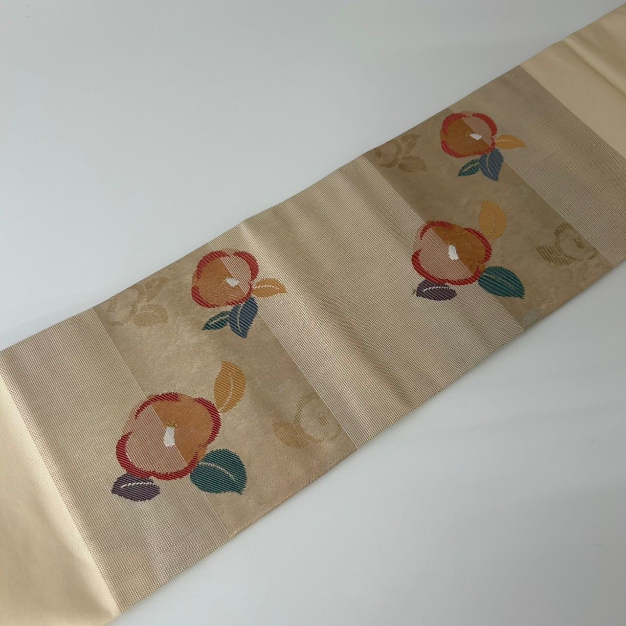 ひ*ん様 ⭐開き名古屋帯⭐正絹⭐ながしま帯⭐ 名古屋帯 正絹 引き箔 可愛い花 九寸 MA-209 - メルカリ