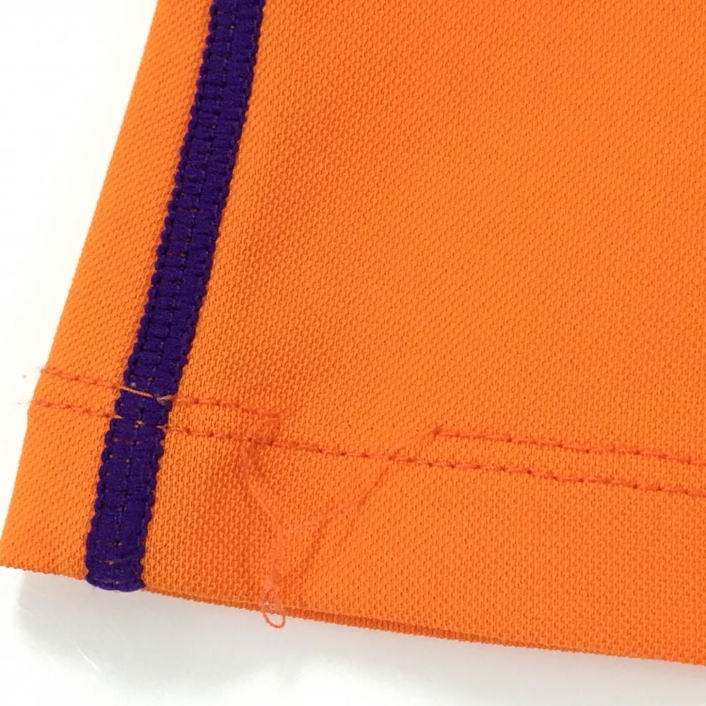 激安買い取り ルコック 半袖ハイネックシャツ オレンジ×パープルネイビー ハーフジップ ロゴプリント レディース L ゴルフウェア le coq sportif