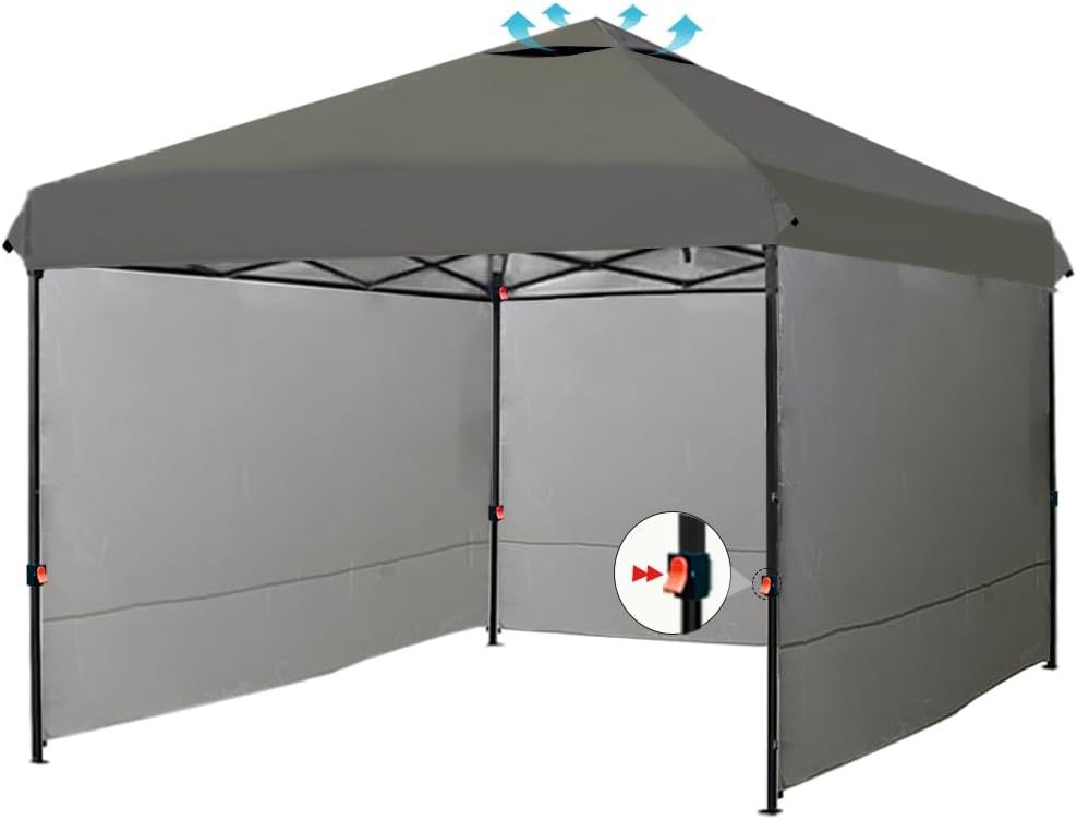 ApeexCanopy タープテント 2.5mx2.5m 横幕|サイドシート3枚付属 風抜けベンチレーション 高耐水加工＆シルバーコーティング UVカット紫外線カット 遮熱 ワンタッチタープ 高さ3段階調節 スチール 大型 耐水 キャノピー