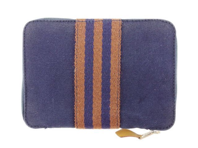 エルメス フールトゥ パースPM キャンバス ラウンドファスナー 財布 ネイビー エルメス 二つ折り 財布 ラウンドファスナー パースPM