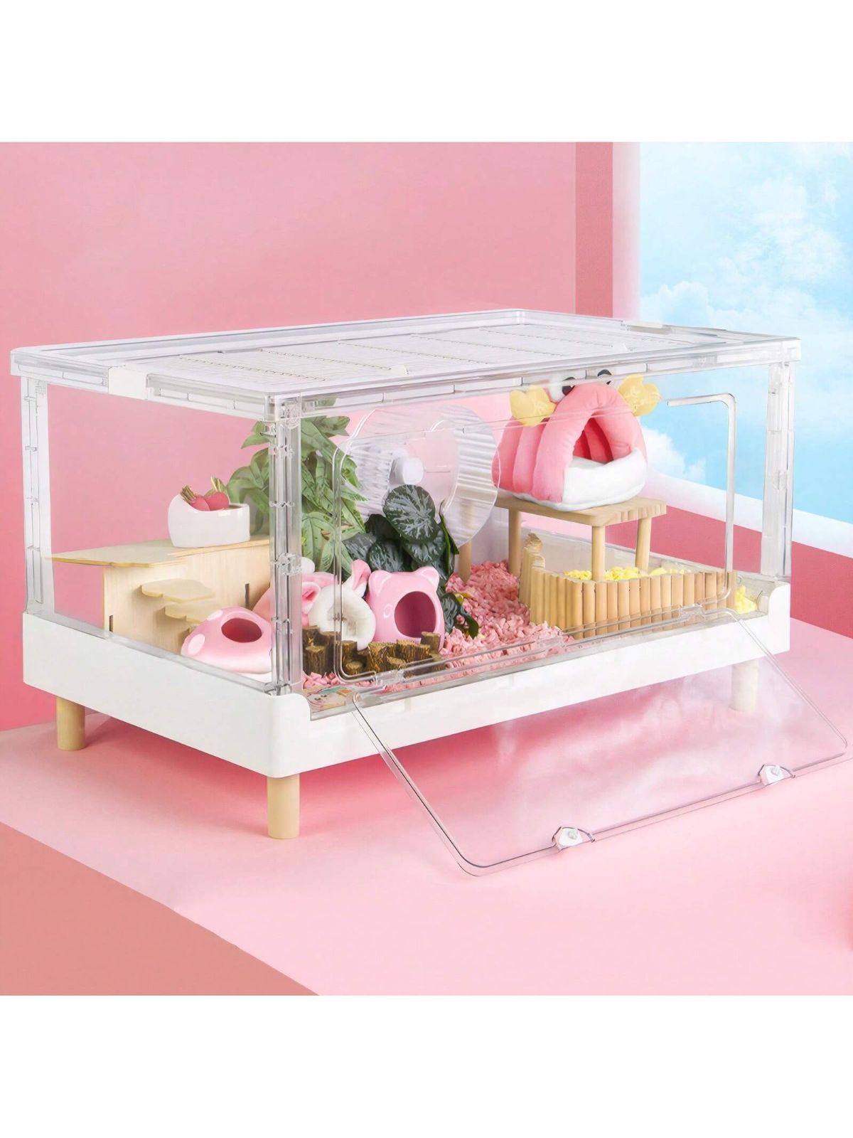 ハムスターケージ＆モルモット、小動物ペット用の完全透明で な大型