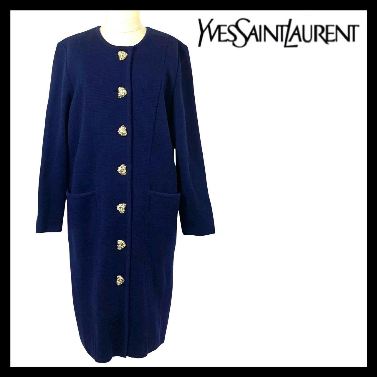 Y【YVES SAINT LAURENT】ニット ロング ワンピース Mサイズ ウール/毛