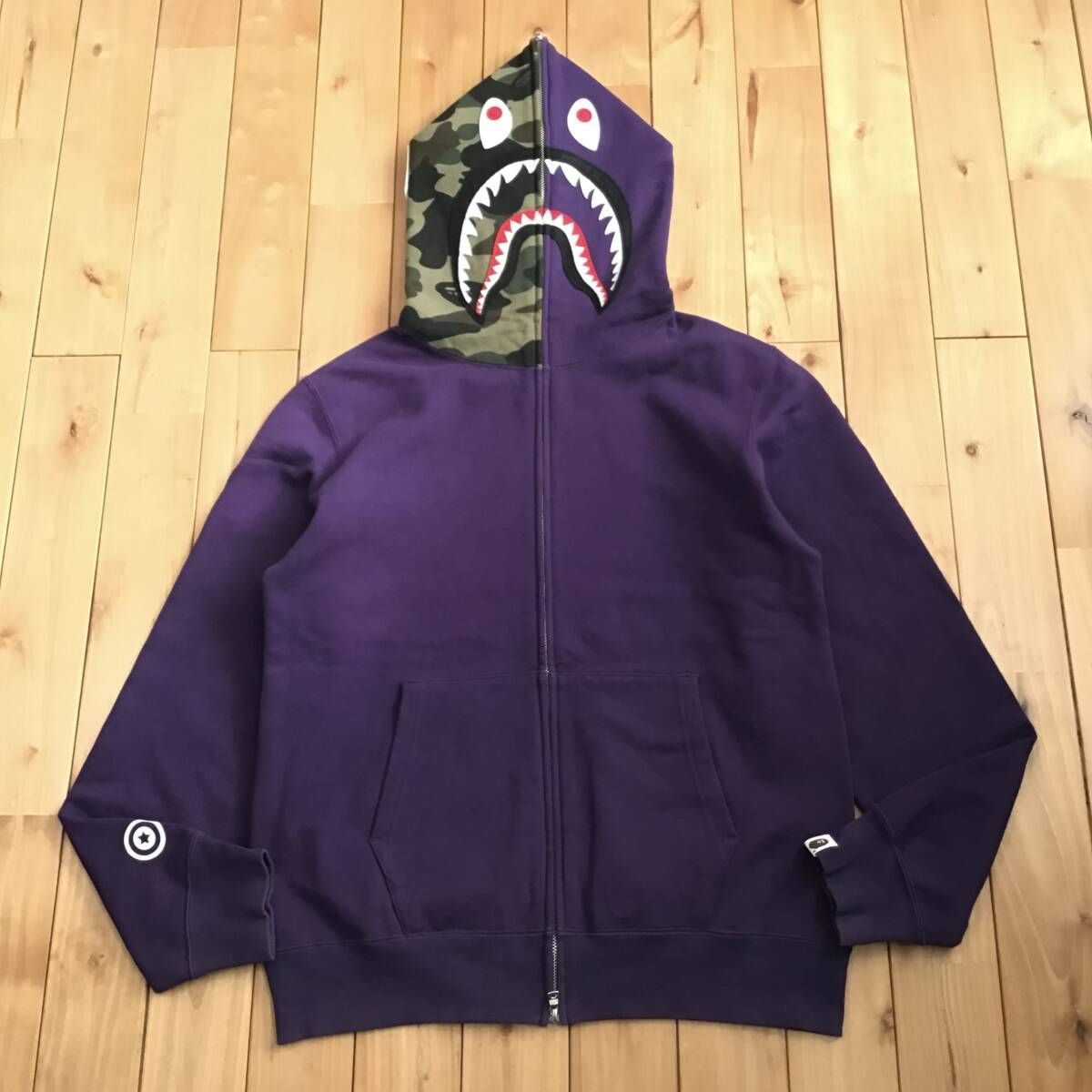 ☆XL☆ Purple × 1st camo green シャーク パーカー shark full zip 
