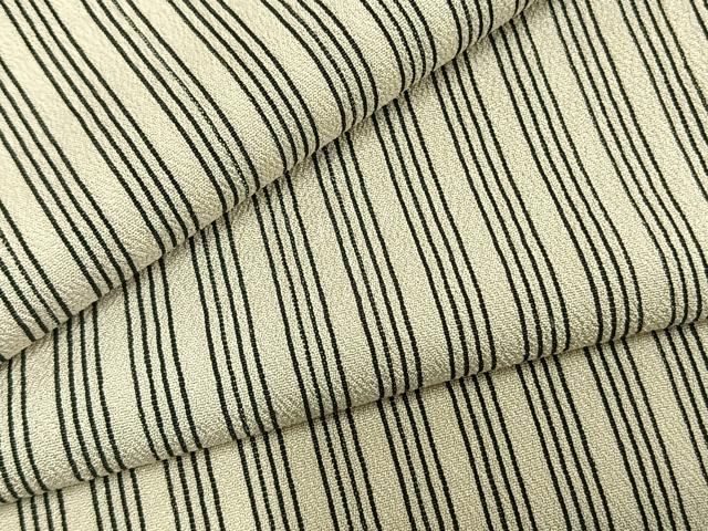 平和屋着物▽お召 単衣 縞 正絹 AABC3757fy