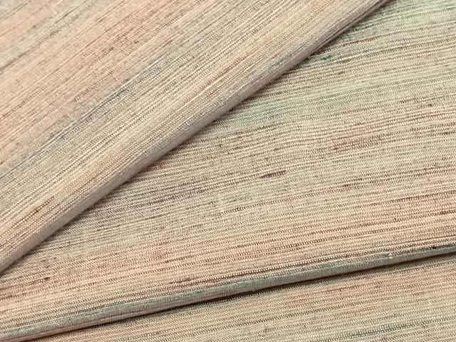 平和屋着物▽紅花紬 米沢 単衣 横縞 正絹 AABA7574fy