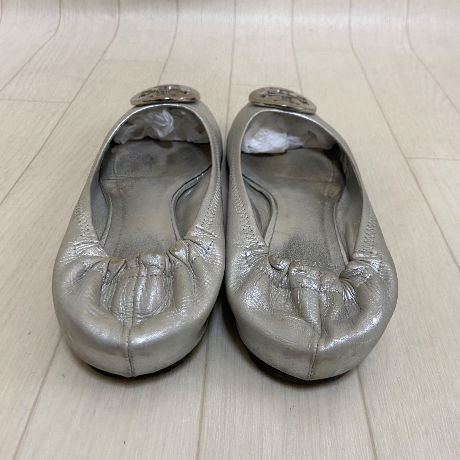 極美品　Tory Burch トリーバーチ フラットシューズ シルバー22.5 TORY BURCH/トリーバーチ フラットシューズ シルバー 22.5cm