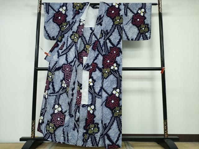 平和屋着物∴夏物 浴衣 有松鳴海絞り 草花文 綿 CAAY4412ng