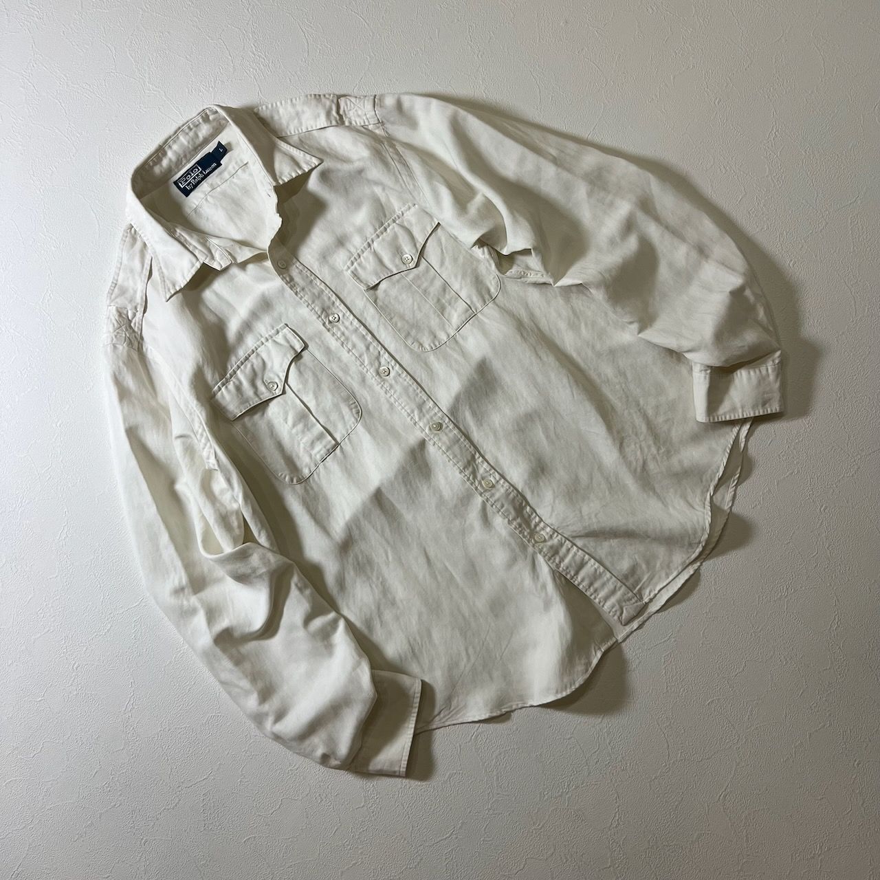 Ralph Lauren オフィサーシャツ シルクリネン エポレット 長袖