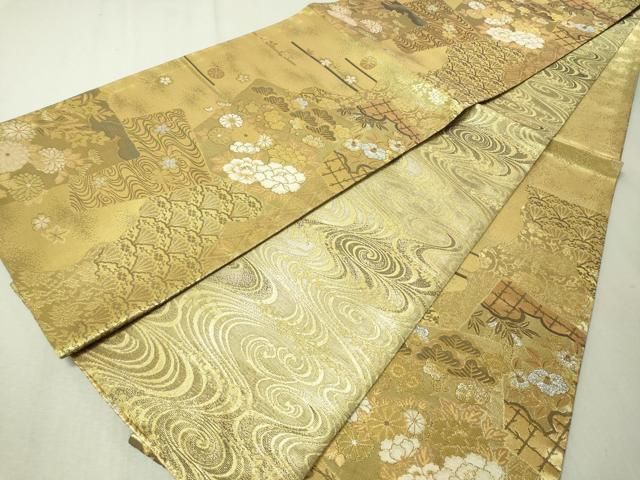 平和屋着物◎六通柄袋帯 唐織 道長有職文様 金銀糸 正絹 逸品