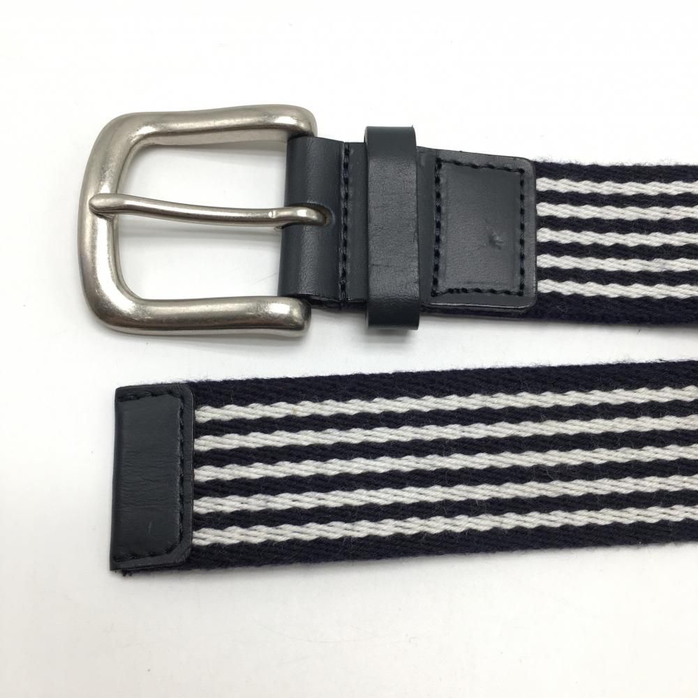 パーリーゲイツ ベルト ネイビー×白 ボーダー 裏ロゴ 布 メンズ