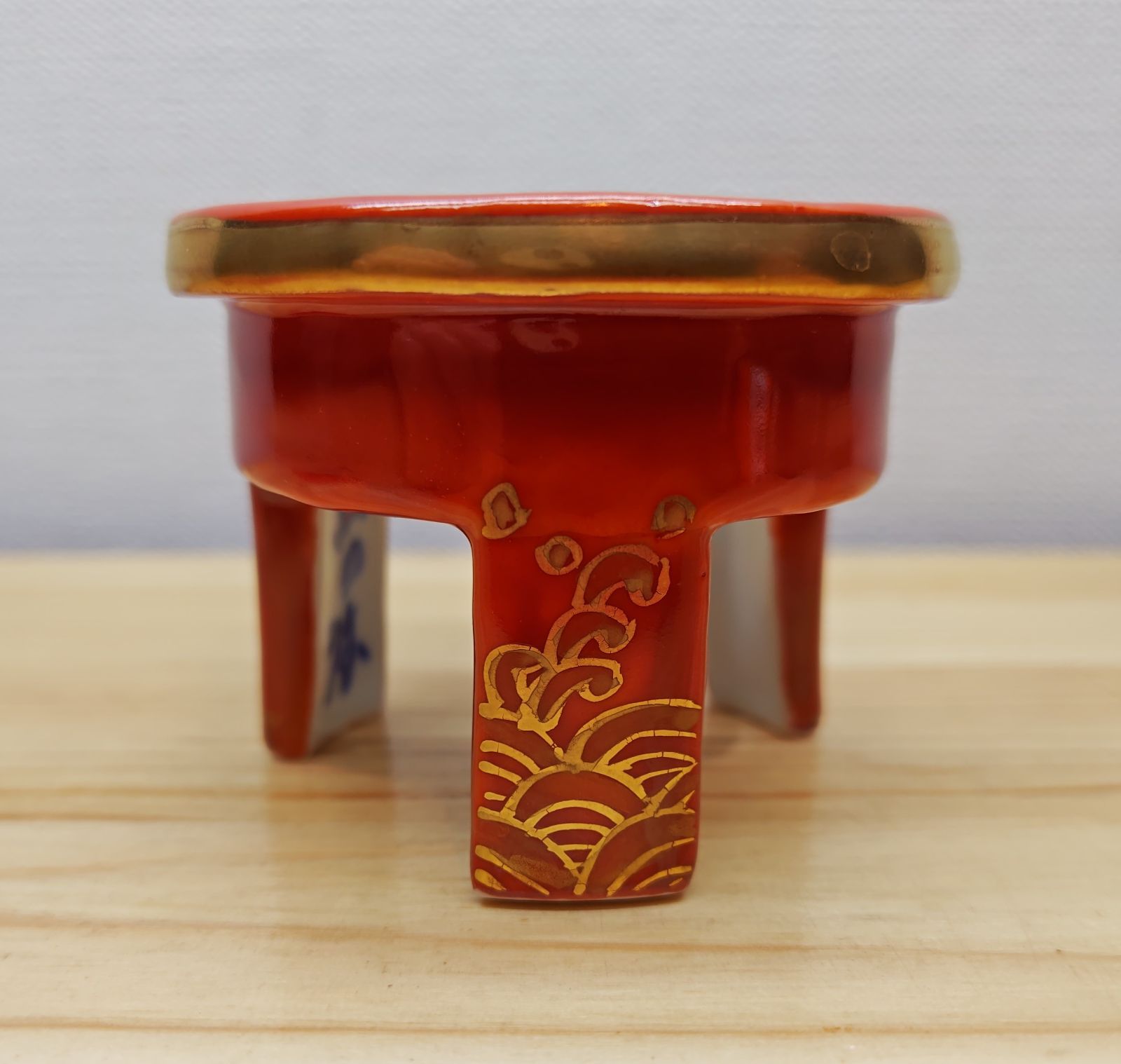 逢絢亭 茶道具 蓋置 京焼 色絵 日の出鶴蓋置 平安昭阿弥 共箱入り