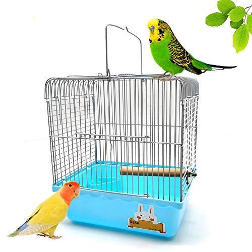 ブルー Gifty 鳥かご 移動用 食器 とまり木付き 文鳥 インコ用