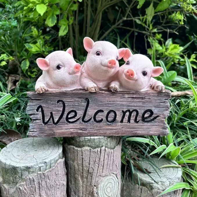 3匹の子ブタ インテリア 庭 ガーデニング オブジェ オーナメント セト