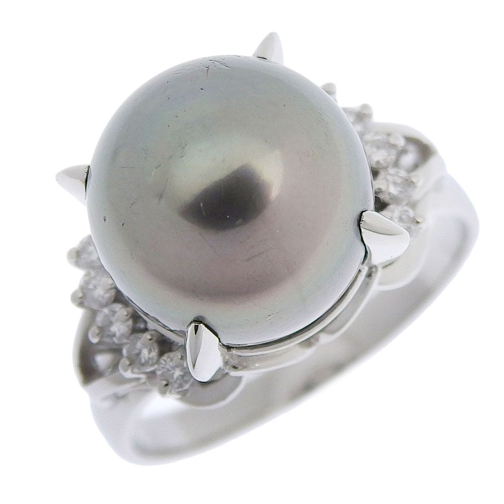 12mm Pt900プラチナ×ブラックパール(黒蝶真珠)×ダイヤモンド 12mm Pt900プラチナ×ブラックパール(黒蝶真珠)×ダイヤモンド