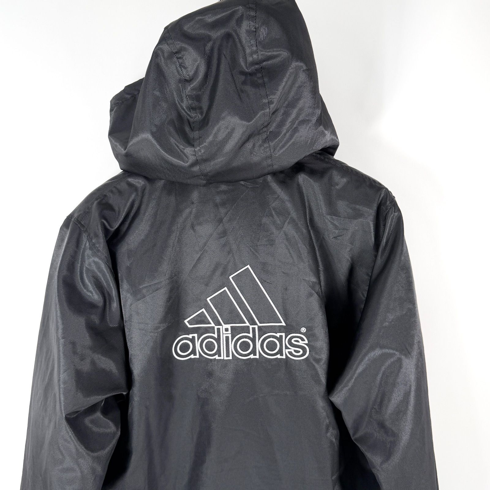 adidas 3ライン ロング丈 ベンチコート 黒 Lサイズ ベンチコートの