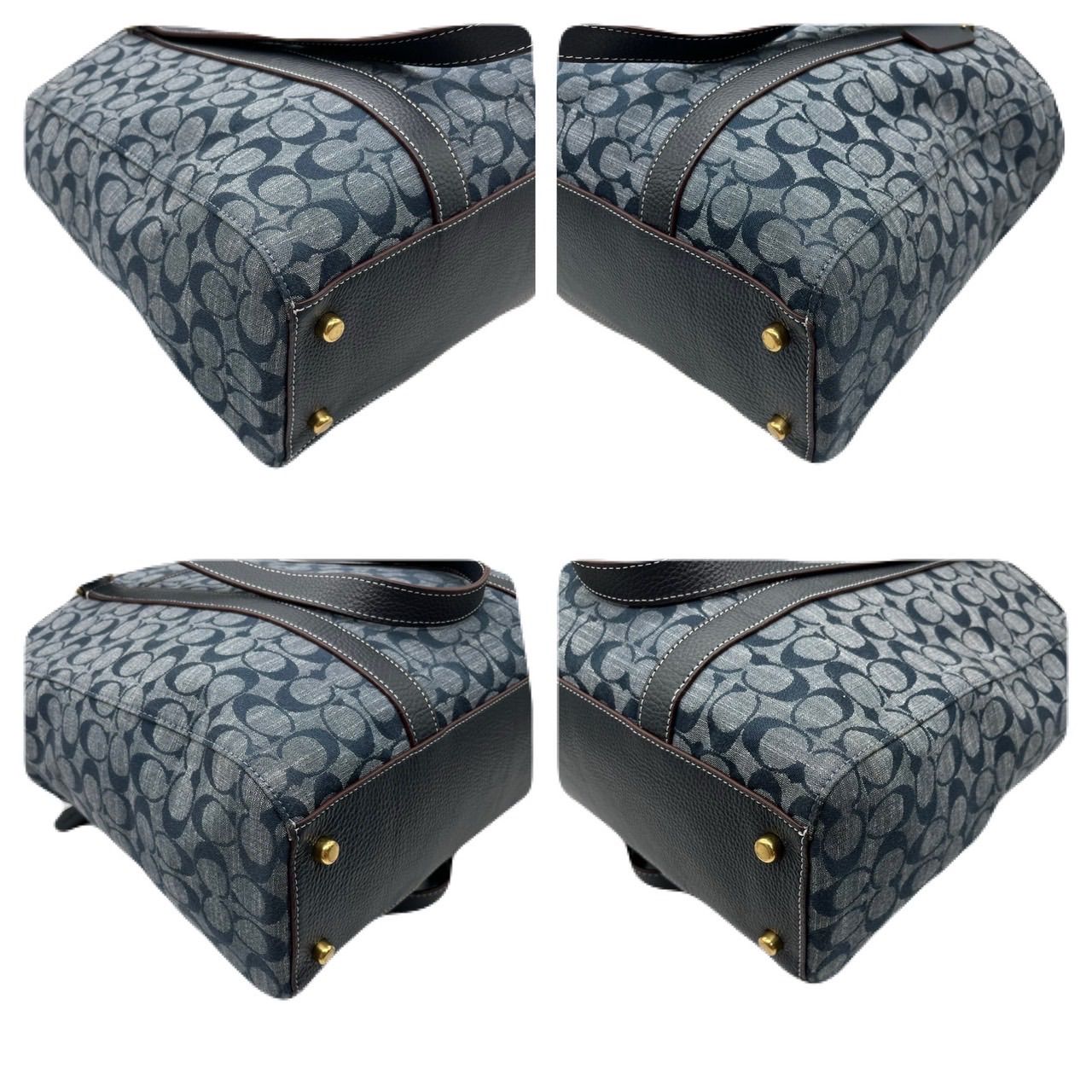 未使用級 コーチ タビー デニム ショルダーバッグ 2way ロゴ 金具 大容量 未使用級 コーチ タビー デニム ショルダーバッグ 2way ロゴ