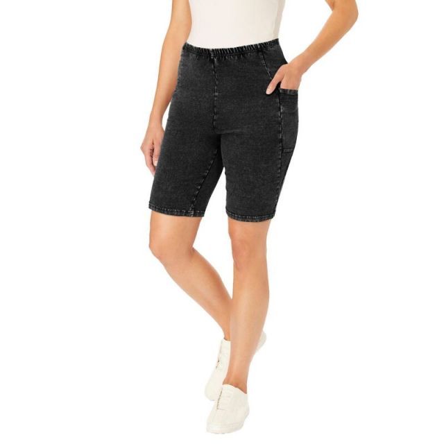 【送料無料】 ウーマン ウィズイン レディース ハーフパンツ・ショーツ ボトムス Woman Within Women's Plus Size Pocket Bike Short Black Wash