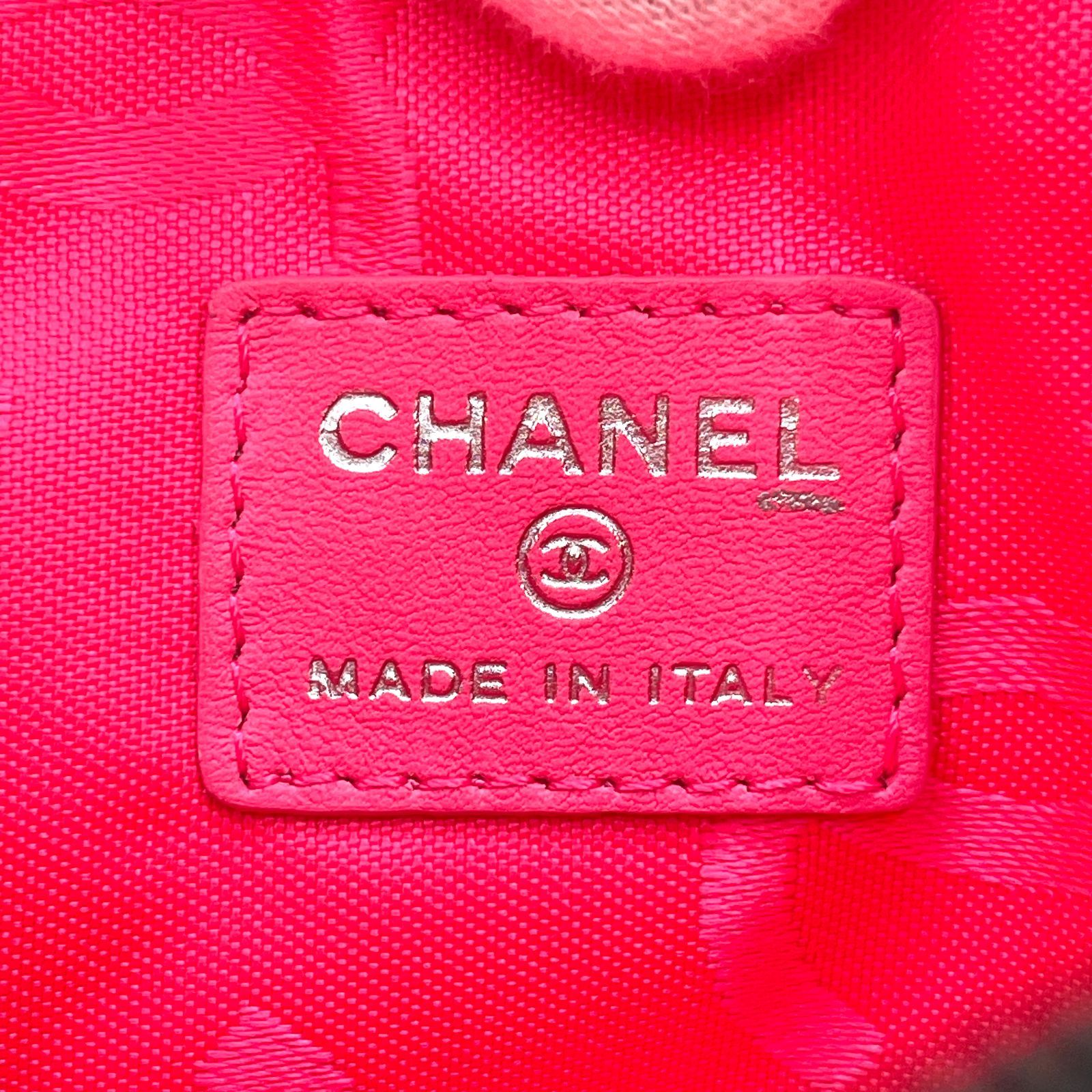 225】CHANEL シャネル ラムスキン カンボンライン 化粧 コスメ ポーチ 
