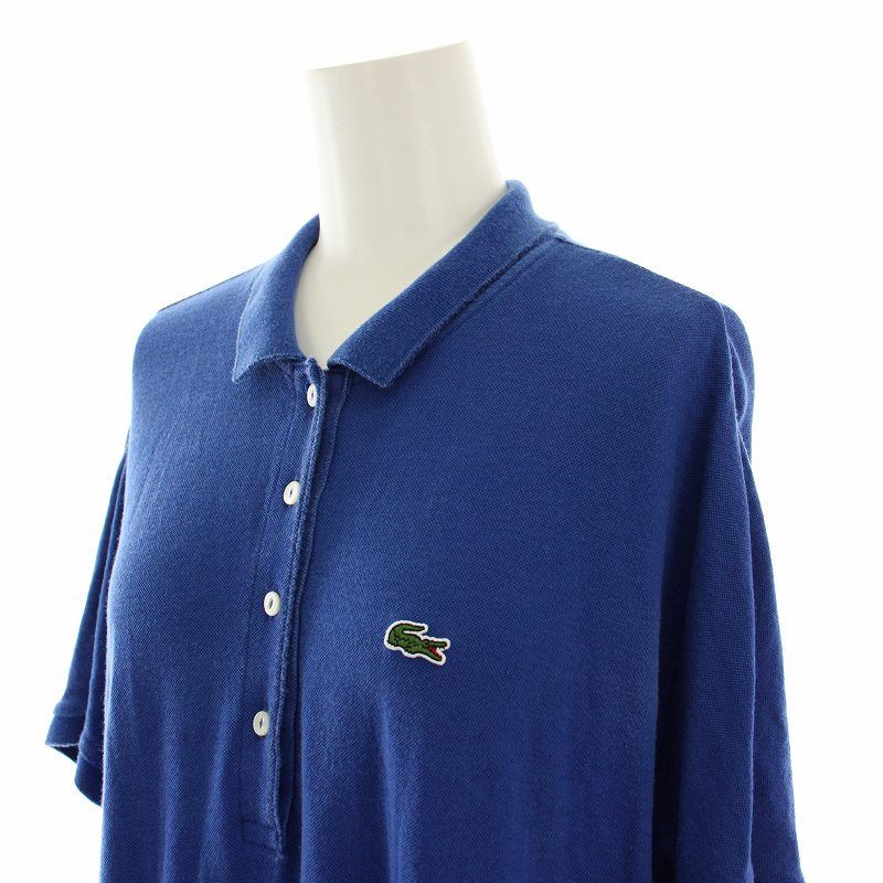 ラコステ LACOSTE ポロシャツワンピース 半袖 ひざ丈 34 青