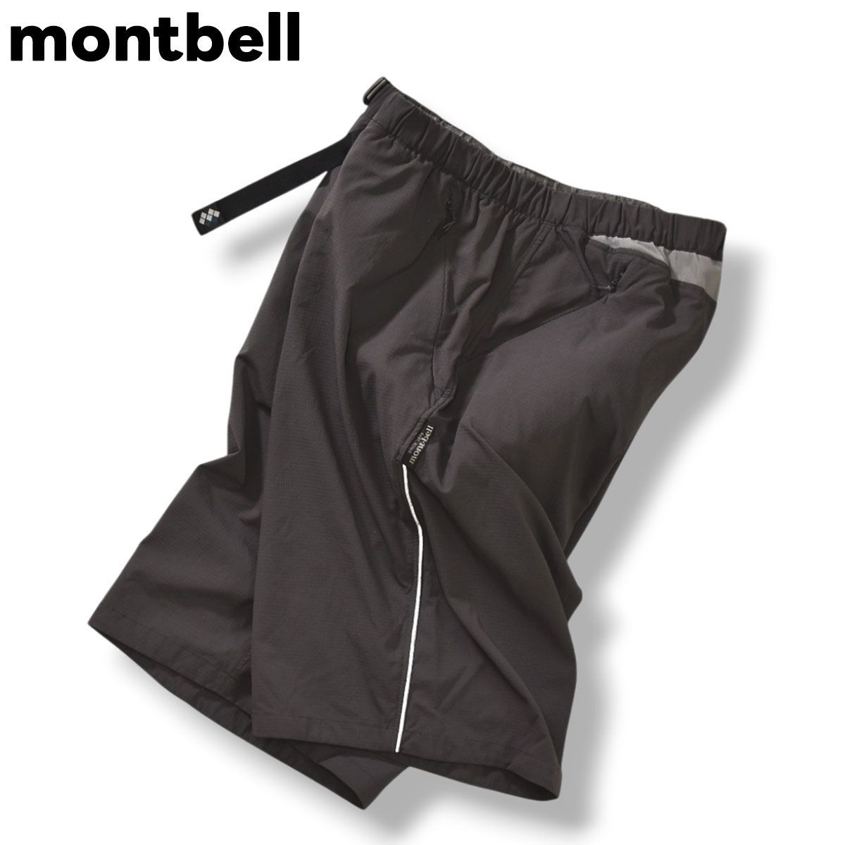 定番 モンベル montbell サイクリング サイクル ショーツ ショート パンツ リップストップ ナイロン 裏地 メッシュ バックルベルト L グレー 自転車 ロードバイク ウェア メンズ