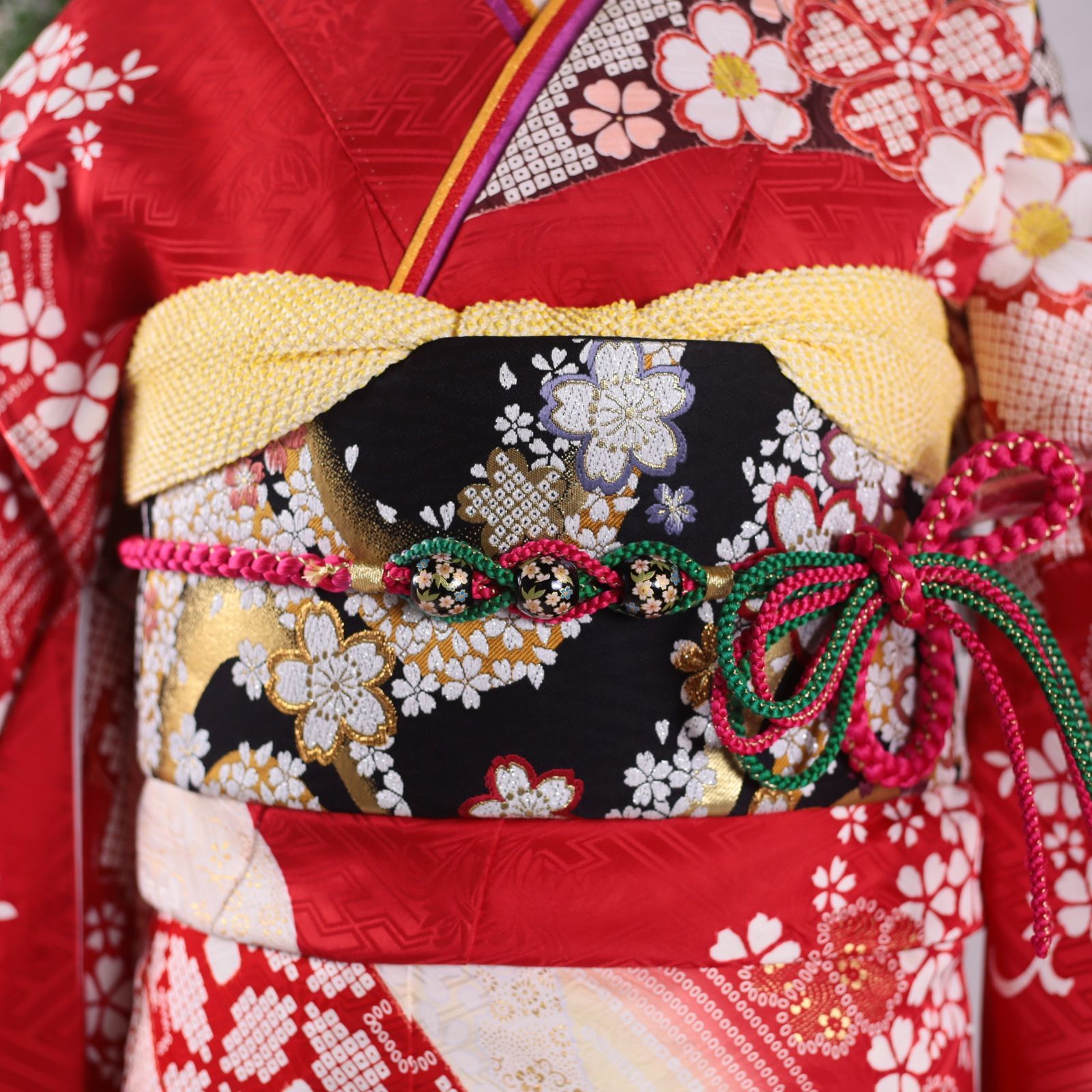 振袖フルセット 振袖セット 振袖 Lサイズ 中古 赤×古典 美品