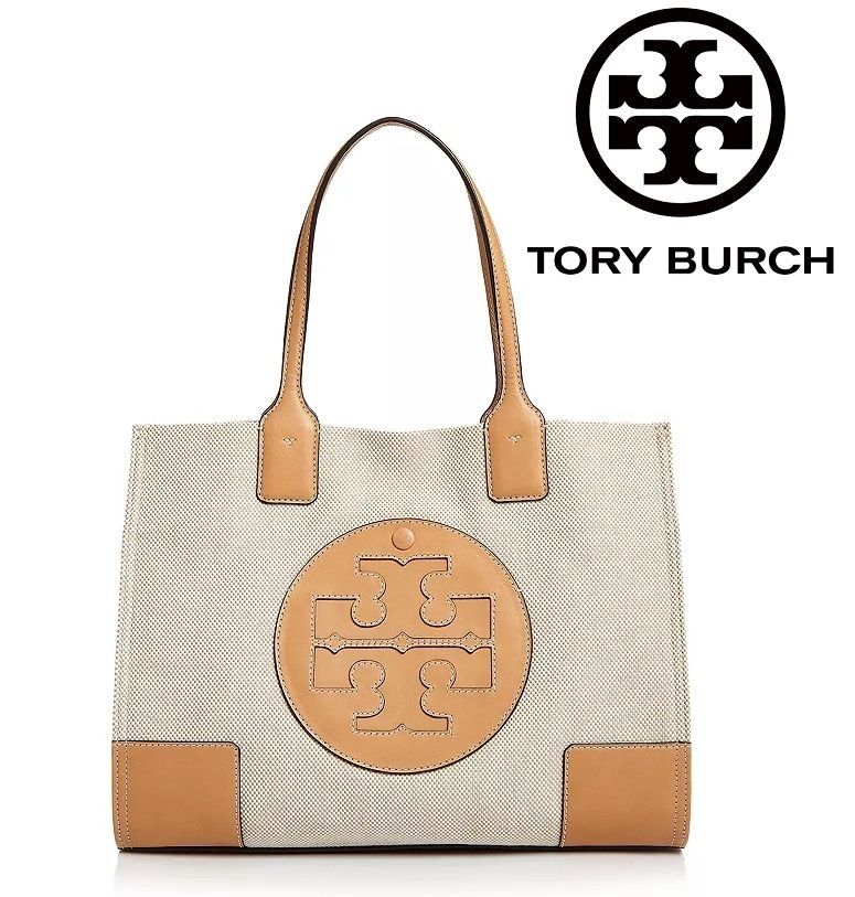 【セール中】TORY BURCH トリーバーチバッグ TORY BURCH BROWN ELLA TOTE エラ トートバッグ キャンバス ショルダーバッグ マザーバッグ レディース バッグ アウトレット品 新品未使用