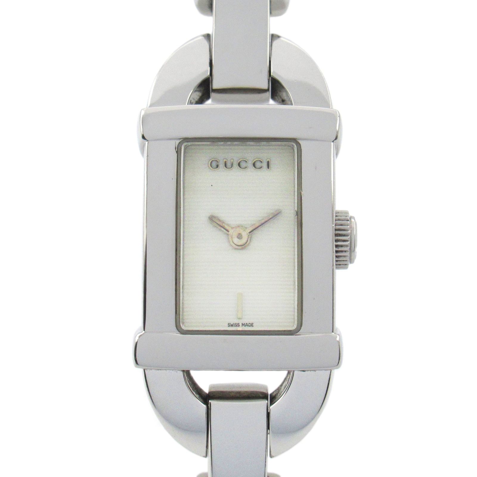 GUCCI レディース 時計 6800L シルバー GUCCI 保証付 グッチ バングルウォッチ シェル文字盤・ダイヤ