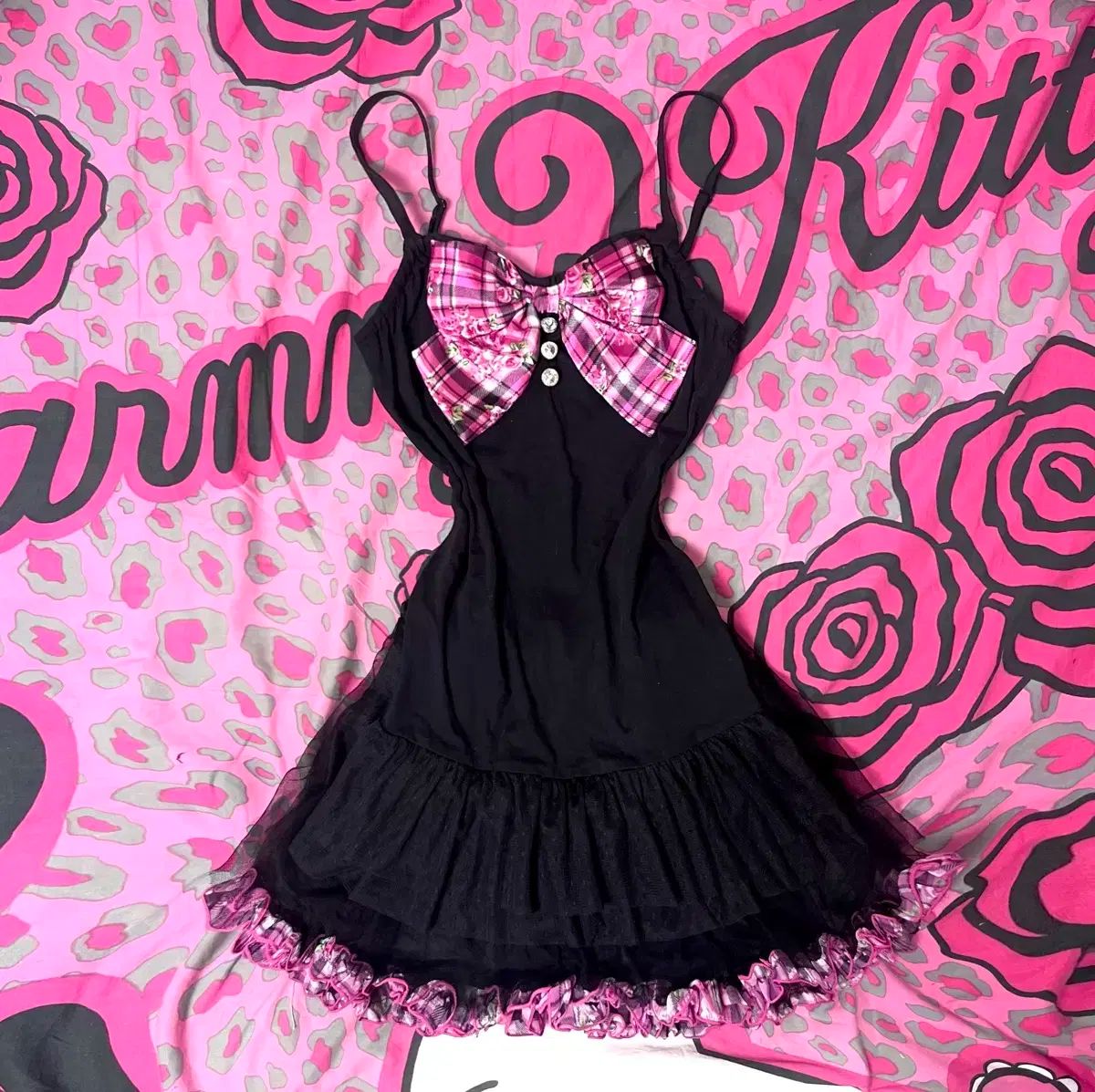 MA*RS マズ ブラックピンク ローズ CHECK セットアップ 姫 姉ギャル ピンター 109 日本 ヴィンテージ