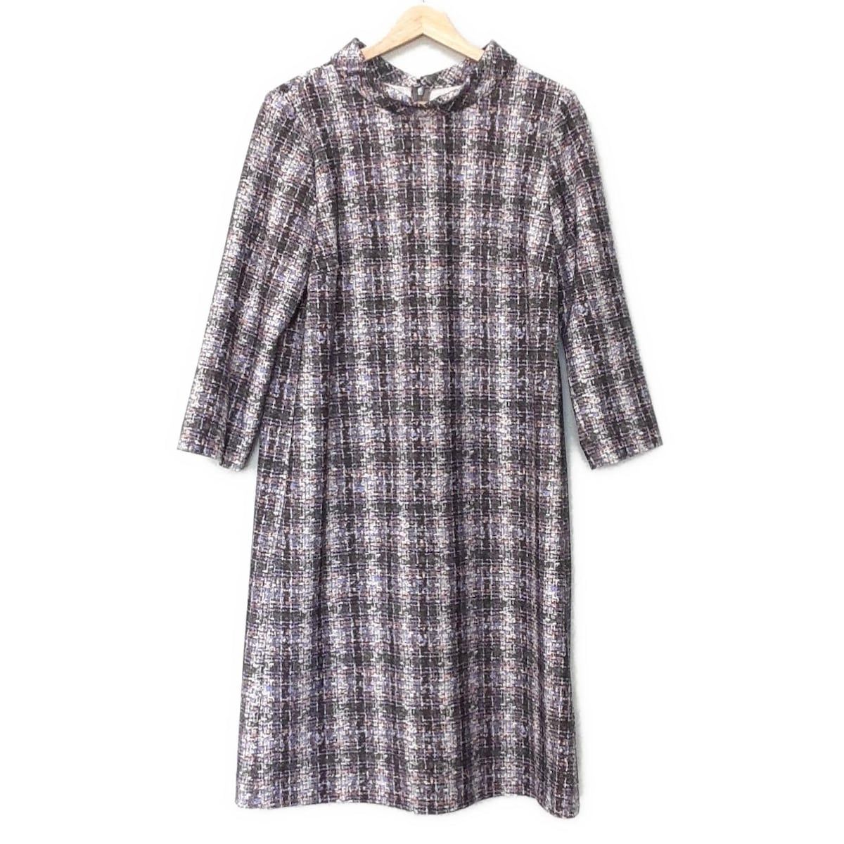 Leilian レリアン ワンピース サイズ11 M レディース - ライトパープル×ダークグレー×マルチ 長袖|ロング