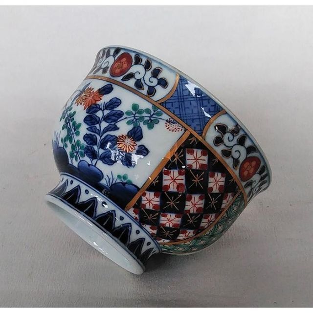 有田焼 丼 手書き 古伊万里 草花間取 貞山窯 小 13.5cm うどん そば