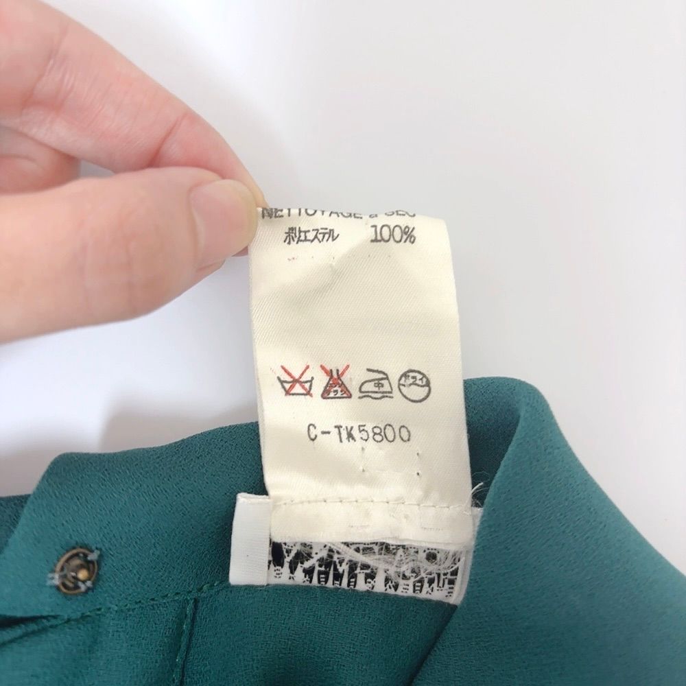 ハナエモリ HANAE MORI ブラウス 長袖 グリーン 38サイズ 963665 