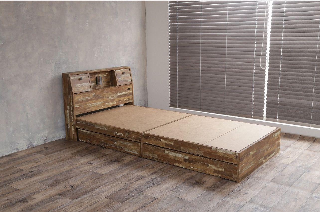 【送料無料】ダブルベッド フレーム&マットレス付き コンセント 収納 読書灯付き 送料無料】ダブルベッド フレーム&マットレス付き コンセント 収納