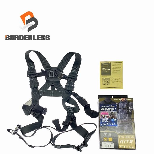 使用回数2回 藤井電工 ツヨロン KITE フルハーネス TH521-OT-BLK-M-BX 腰ベルト連結モデル 墜落防止 安全帯 Mサイズ 107948