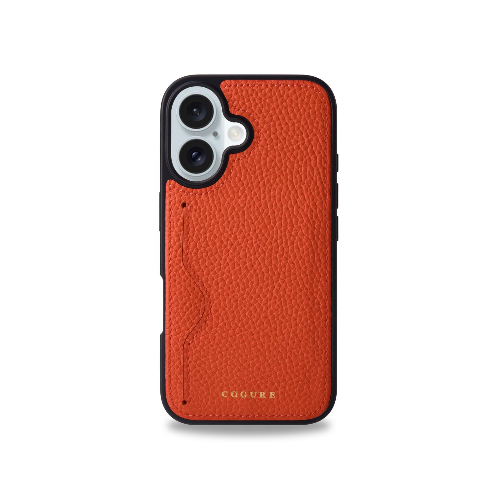 数量 コグレ iPhone16 ケース 本革 シュリンクカーフレザー カード入れ シンプル おしゃれ ギフトボックス付き COPC1 オレンジ Orange